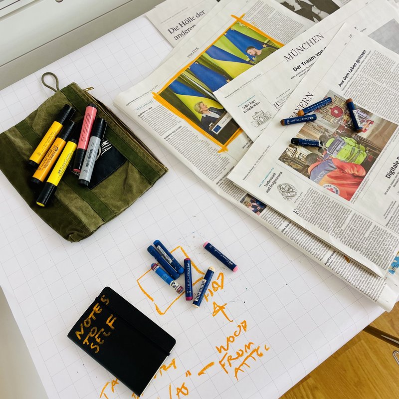 Stifte und Zeitung